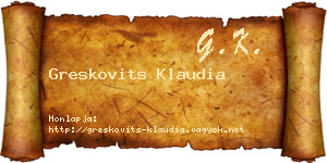 Greskovits Klaudia névjegykártya